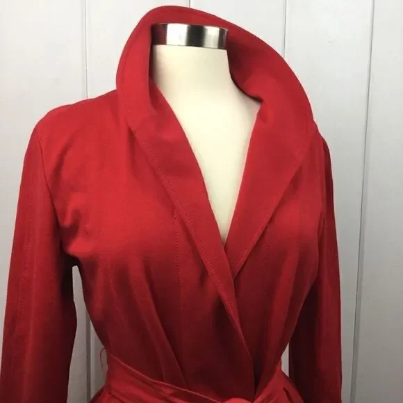 Pendleton Red Tie Waist Modal Wool Jacket MP - Picture 5 of 11